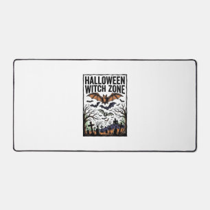 Halloween Witch Zone Vintage Graveyard Bats Design Desk Mat