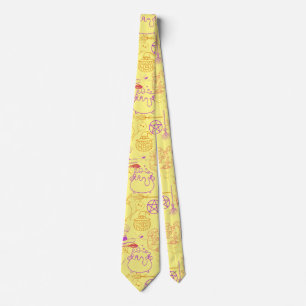 Halloween Witchcraft Pattern Neon 01 L Yellow BG Tie