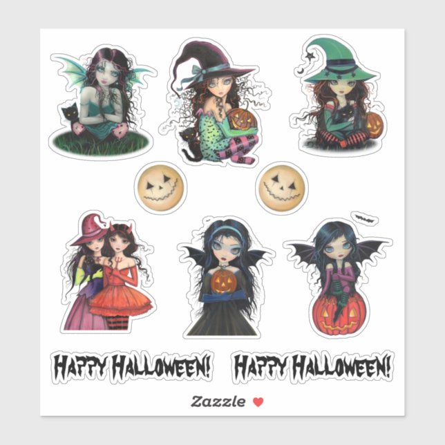 Halloween Witches and Vampires Cute Art (Sheet)