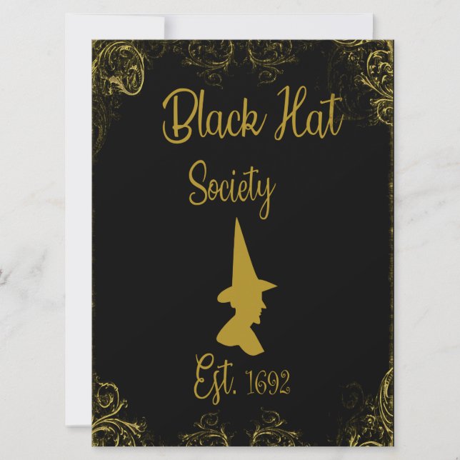 Halloween Witches Ball Black Hat Society Invitatio Card (Front)
