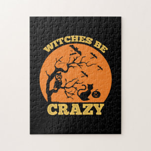 Halloween Witches Be Crazy Birthday Jigsaw Puzzle