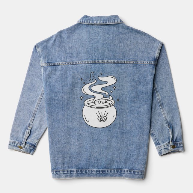 Halloween Witches Beach Denim Jacket (Back)
