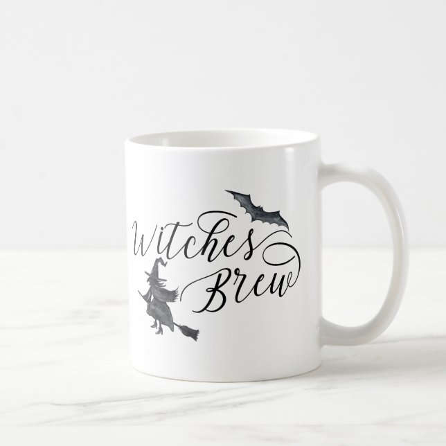 Halloween Witches Brew Bat Handwritten Coffee Mug (Right)