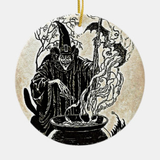 Halloween Witches Cauldron Ceramic Tree Decoration