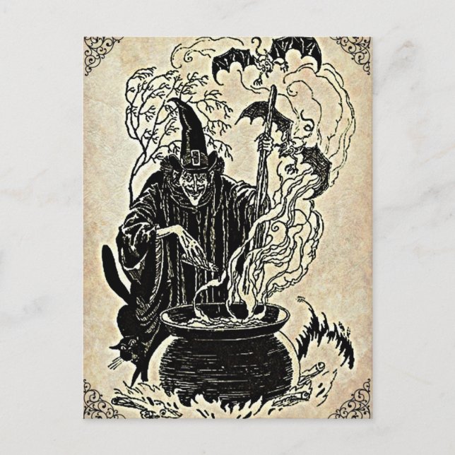 Halloween Witches Cauldron Postcard (Front)