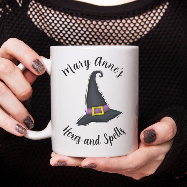 Halloween Witches Hat Cute Whimsical Script Coffee Mug (Creator Uploaded)