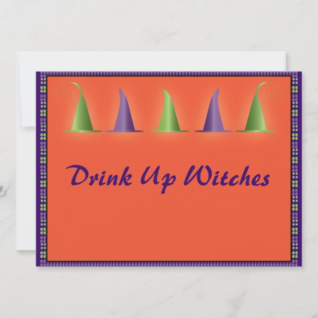 Halloween Witches Hats Invitation (Front)