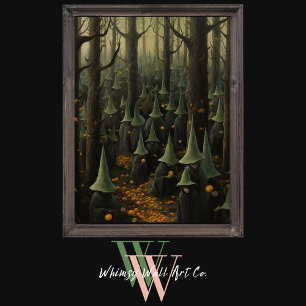 Halloween Witches in the Forest Dark Gothic Art Poster