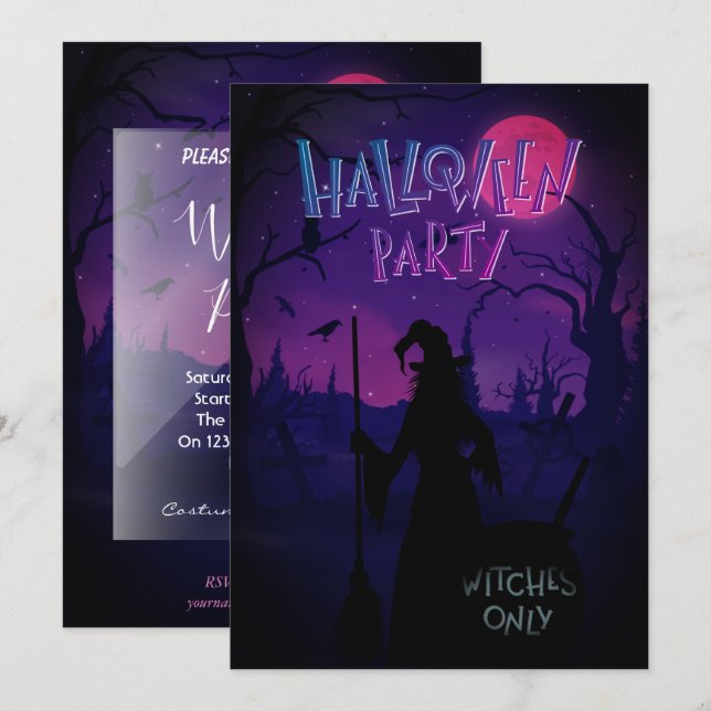 Halloween Witches Party Invitation (Front/Back)