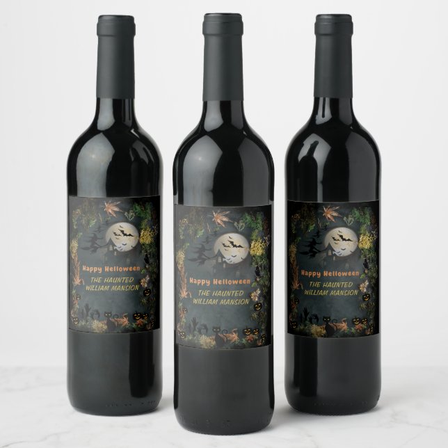 Halloween Witches Party Night  Planner Invitation Wine Label (Bottles)