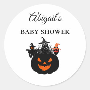 Halloween Witches Pumpkin Baby Shower  Classic Round Sticker