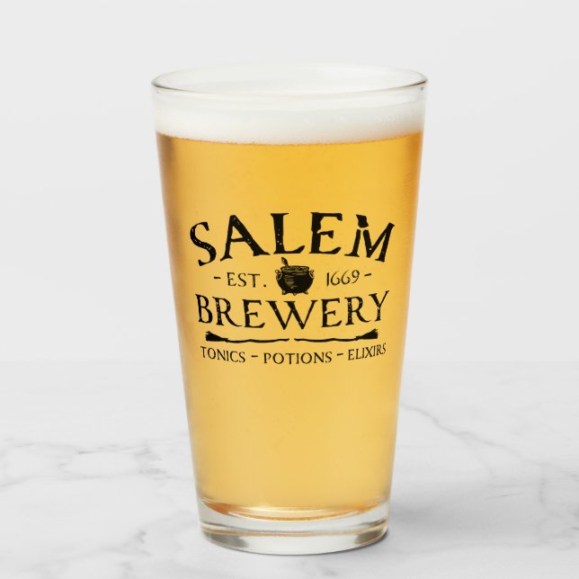 Halloween Witches Salem Brewery Beer Glass (Front Filled)