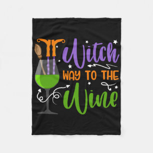 Halloween Witches Witch Way To The Wine Costume  Fleece Blanket