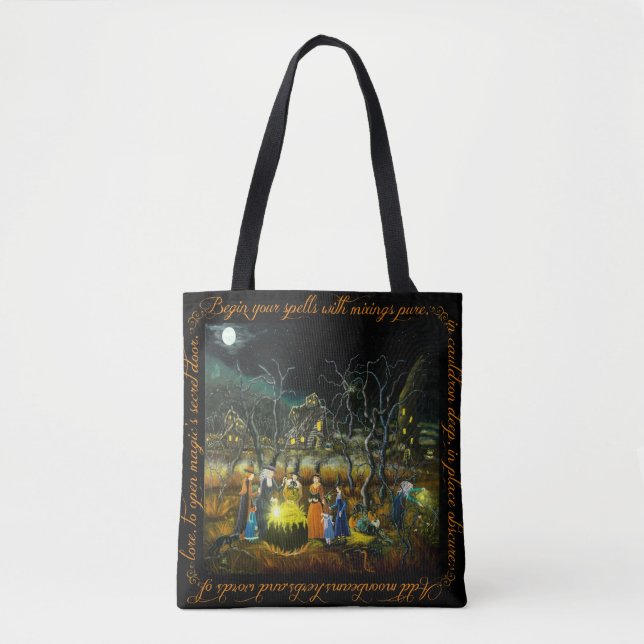 Halloween witches with cauldron tote bag (Front)