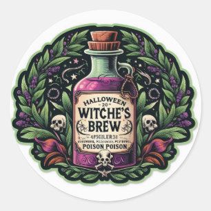 Halloween Witch's Brew Poison Classic Round Sticker