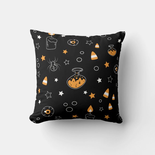 halloween witch's brew potion bottle cushion (Front)