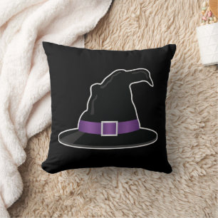 Halloween Witch's Hat With Purple Details Black Cushion