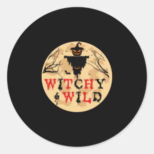 Halloween Witchy And Wild Birthday Classic Round Sticker