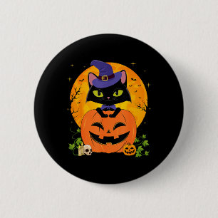 Halloween Witchy Black Cat And Pumpkin Girls Women 6 Cm Round Badge