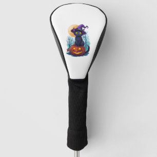 Halloween Witchy Cat on a Pumpkin Golf Head Cover