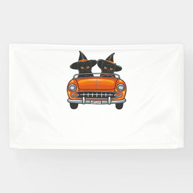 Halloween Witchy Cats Classic T-Shirt Banner (Horizontal)