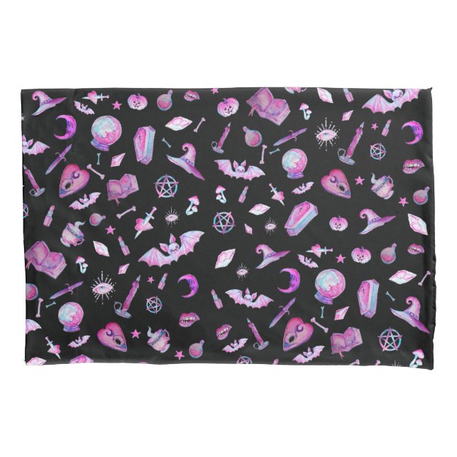 Halloween : Witchy Goth Pattern Pillowcase (Front)