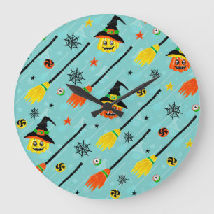 Halloween Witchy Seamless Theme Large Clock