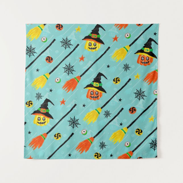 Halloween Witchy Seamless Theme Tapestry (Front)