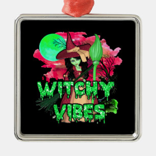 Halloween Witchy Vibes Metal Ornament