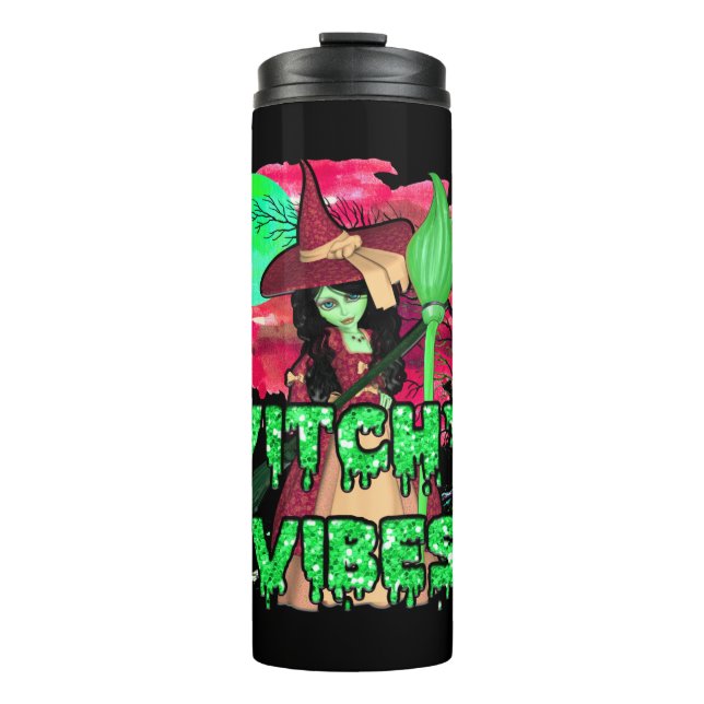 Halloween Witchy Vibes Thermal Tumbler (Front)