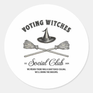Halloween Witchy Voting Witches For Kamala Feminis Classic Round Sticker