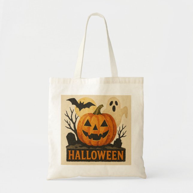 Halloween with a sensual collage technique tote bag (Front)
