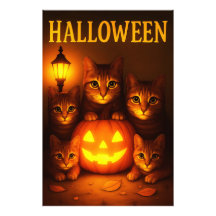 Halloween with Cat Orange Digital Art