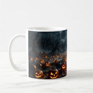 Halloween with Creepy Trees and Jack O Lanterns Coffee Mug