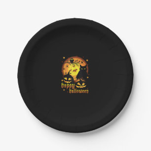 Halloween with Moon Pumpkins Bats Spiders And Scar Paper Plate