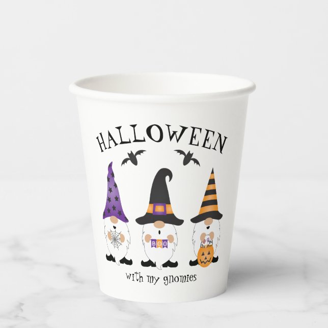 Halloween With My Gnomies Purple Orange Paper Cups (Front)