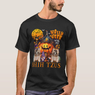 Halloween With My Shih Tzus Two Cute Dogs As Witch T-Shirt