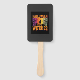Halloween With My Witches Retro Sunset Hand Fan