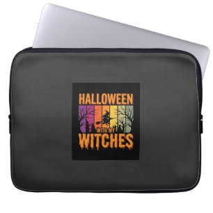 Halloween With My Witches Retro Sunset Laptop Sleeve