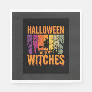 Halloween With My Witches Retro Sunset Napkin