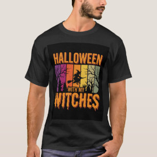 Halloween With My Witches Retro Sunset T-Shirt