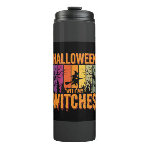 Halloween With My Witches Retro Sunset Thermal Tumbler
