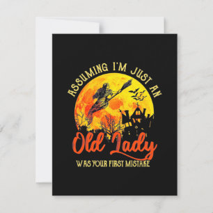 Halloween With Old Lady Thank You Card