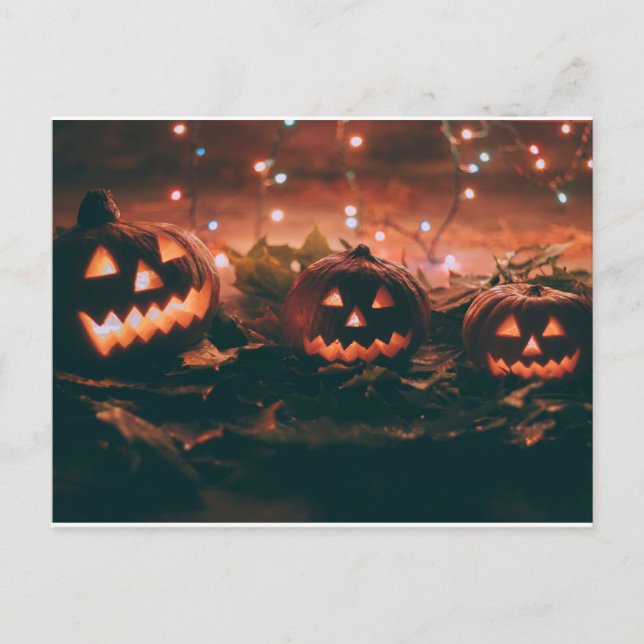 Halloween with Pumkins and lights Postcard (Front)