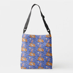 Halloween with pumpkins, bats, skull, tote bag