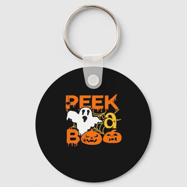 Halloween With Pumpkins Peekaboo Key Ring (Front)