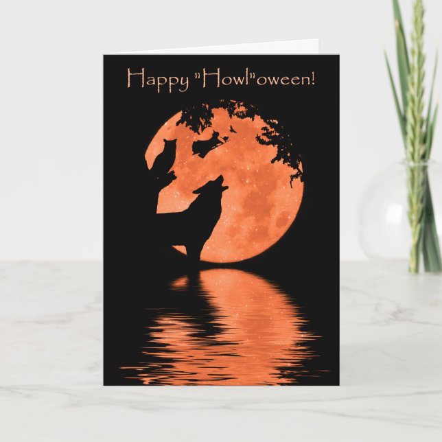 Halloween with Wolf and Witch Card (Front)