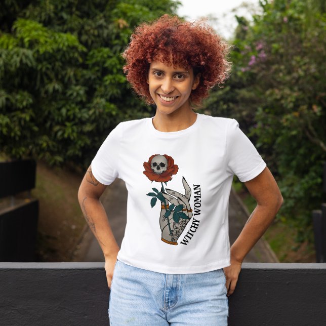 HALLOWEEN WITXHY WOMAN SKELETON ROSE | WITCHCRAFT T-Shirt (Creator Uploaded)