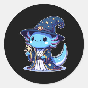 Halloween Wizard Funny Axolotl Classic Round Sticker