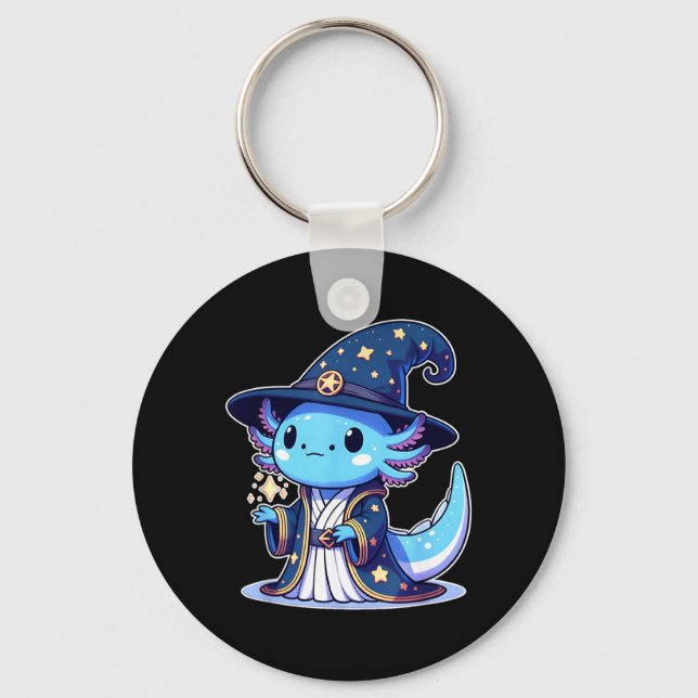 Halloween wizard funny axolotl key ring (Front)